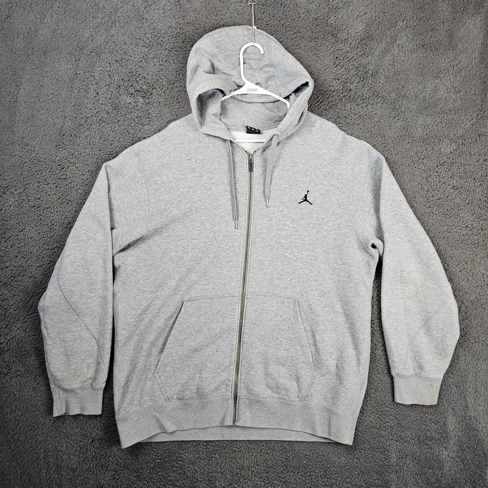 Jordan Mens Full Zip Hoodie Heather Gray Embroidered Jumpman XL 459686-063